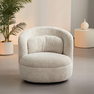 View Britt swivel chair - curved back - cream - fabric