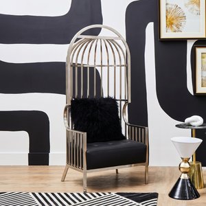 View Eliza chair - brushed silver metal frame with dome cage