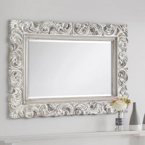 View Baroque wall mirror - rectangular - white View Baroque wall mirror - rectangular - white