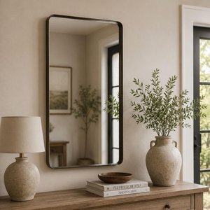 View Markus leaner mirror - dark brown - glass and metal - 180cm x 80cm