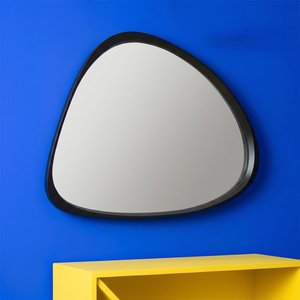 View Giles wall mirror - abstract - large - black - glass and wood - 99cm x 90cm