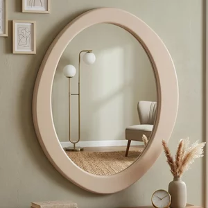 View Clayton wall mirror - oval - beige - 108cm x 120cm