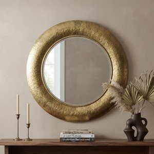 View Laraya wall mirror - round - gold - aluminium - 91cm x 91cm