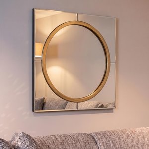View Briana gold square wall mirror