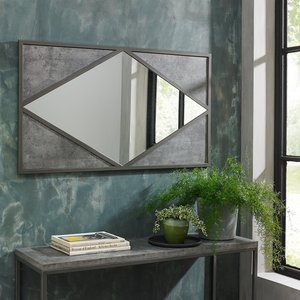 View Renzo zinc & dark grey wall mirror - rectangular