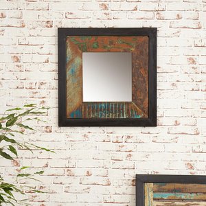 View Urban chic reclaimed wall mirror - square - 60cm x 60cm