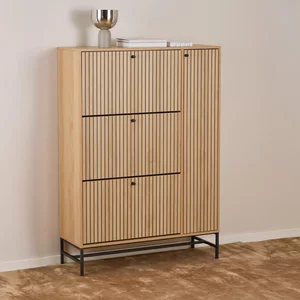 View Albany shoe cabinet - flip down - 4 door - ribbed oak