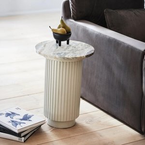 View Erie side table - round - ivory marble View Erie side table - round - ivory marble