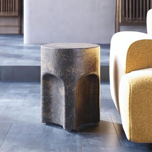 View Pinch round side table - brown slate and concrete