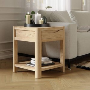 View Stockholm side table - 1 drawer - square - oak