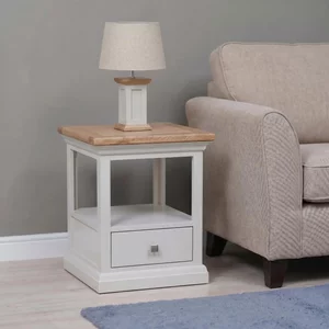 View Cotswold lamp table - 1 drawer - oak and painted