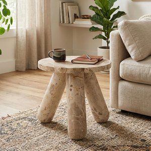 View Side table - round - beige marble View Side table - round - beige marble