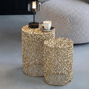 View Side table - round - set of 2 - gold fretwork - aluminium View Side table - round - set of 2 - gold fretwork - aluminium