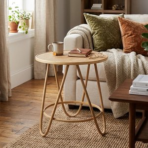 View Balia side table - round - small - natural - rattan and bamboo wood