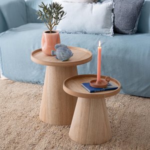 View Side table - round - set of 2 - edges - natural - wood View Side table - round - set of 2 - edges - natural - wood