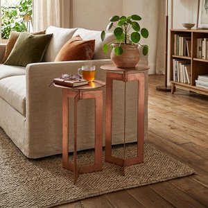 View Zino high side table - round - set of 2 - copper and metal View Zino high side table - round - set of 2 - copper and metal
