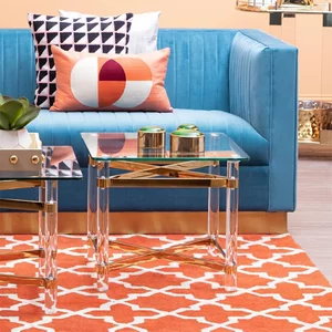 View Clarence side table - clear glass with gold metal - square View Clarence side table - clear glass with gold metal - square