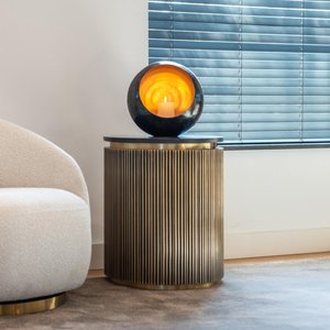 View Ironville brass ribbed round side table View Ironville brass ribbed round side table