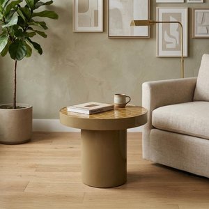 View Brix tylo side table - round - camel - ceramic and metal