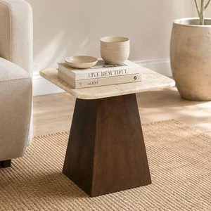View Brix bottecino side table - square - chestnut - ceramic and mango wood View Brix bottecino side table - square - chestnut - ceramic and mango wood