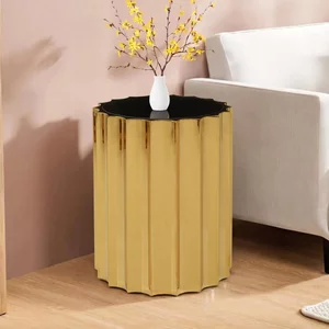 View Alvaro side table - round - black with titanium base