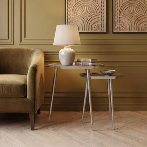 View Halle side table - set of 2 - hexagonal - silver metal View Halle side table - set of 2 - hexagonal - silver metal