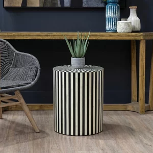 View Hassa side table - round - ivory and black