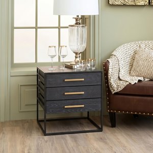 View Judd side table - 3 drawer - black oak