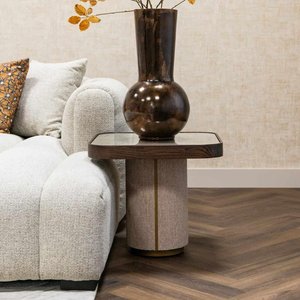 View Willox curved end table - square - beige and brown - glass and oak