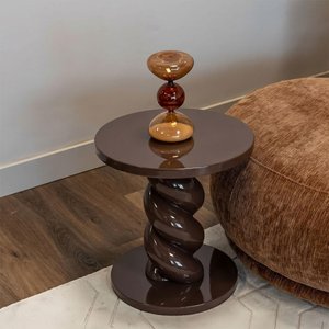 View Coco end table - round - chestnut - polyresin View Coco end table - round - chestnut - polyresin