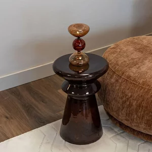 View Gordes end table - round - brown - glass View Gordes end table - round - brown - glass