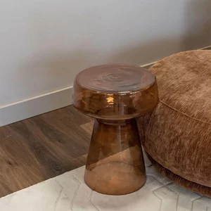 View Isa end table - round - cone base - brown - glass