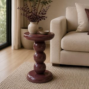 View Reid end table - round - burgundy - metal View Reid end table - round - burgundy - metal