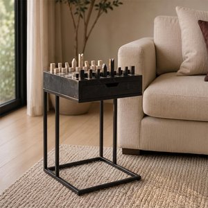 View Davos end table - 1 drawer - square - black - marble and metal