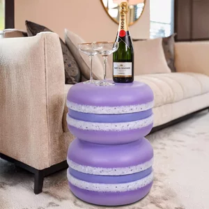 View Macarons end table - round - purple - polyresin View Macarons end table - round - purple - polyresin