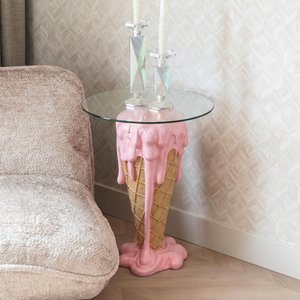 View Ice glass round side table View Ice glass round side table