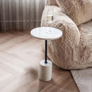 View Misty white marble round side table View Misty white marble round side table