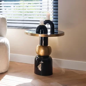 View Mose gold and black round side table View Mose gold and black round side table