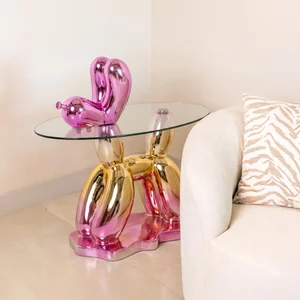 View Usha glass top pink end table