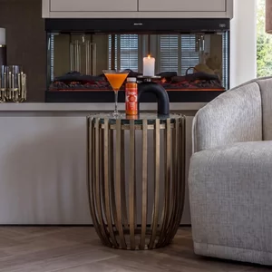 View Volante glass and gold round side table View Volante glass and gold round side table