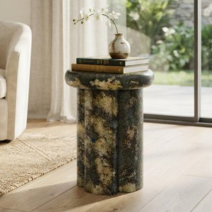 View Osaka side table - round - tall - antique brass - aluminium