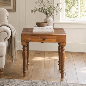 View Unique one of a kind - side table - 1 drawer - square - natural - wood