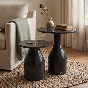 View Carrara side table - set of 2 - round - black - marble View Carrara side table - set of 2 - round - black - marble