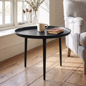 View Unique one of a kind - csaba side table - tray top - round - black - aluminium