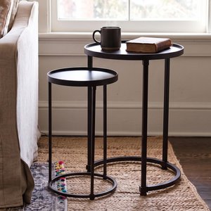 View Zurich side table - 2 tier - round - black - metal View Zurich side table - 2 tier - round - black - metal