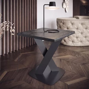 View Krystal italian square side table - medblue birch gloss - wooden and metal