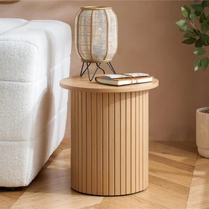 View Axel round side table - oak fluted View Axel round side table - oak fluted