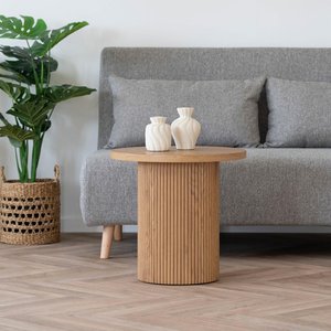 View Boavista side table - round - fluted - natural wood