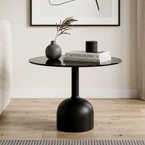 View Brix isa side table - round - large - black - glass and metal