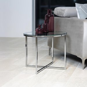 View Cross side table - round - clear glass and chrome View Cross side table - round - clear glass and chrome
